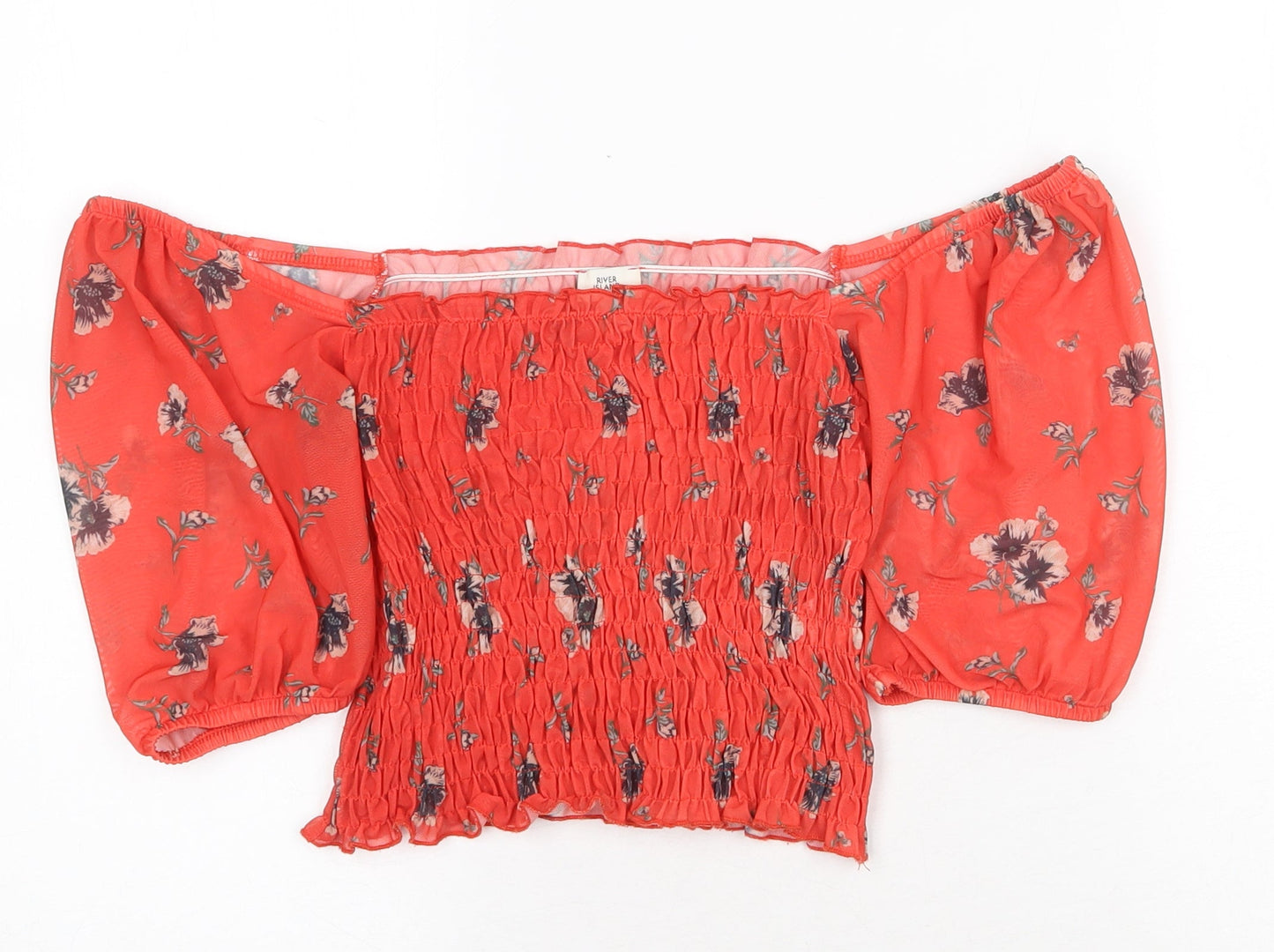Womens UK Size 6 River Island Red Cropped Blouse