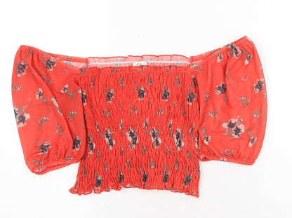 Womens UK Size 6 River Island Red Cropped Blouse
