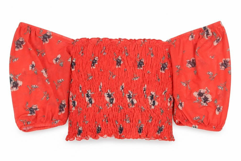 Womens UK Size 6 River Island Red Cropped Blouse