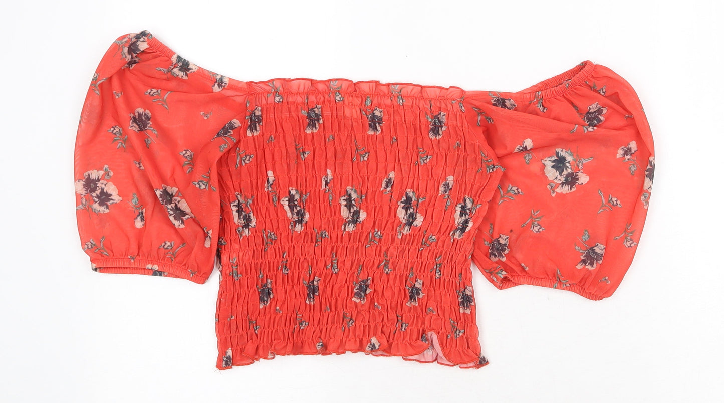 Womens UK Size 6 River Island Red Cropped Blouse
