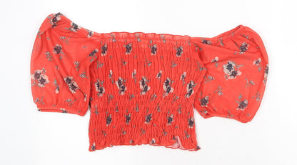 Womens UK Size 6 River Island Red Cropped Blouse