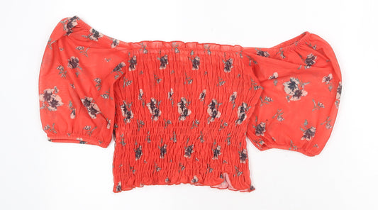 Womens UK Size 6 River Island Red Cropped Blouse