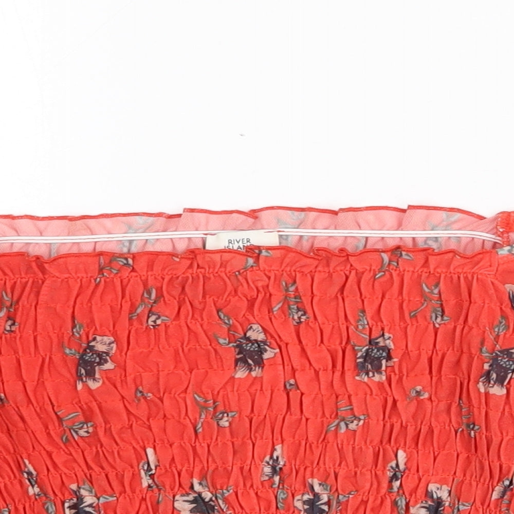 Womens UK Size 6 River Island Red Cropped Blouse