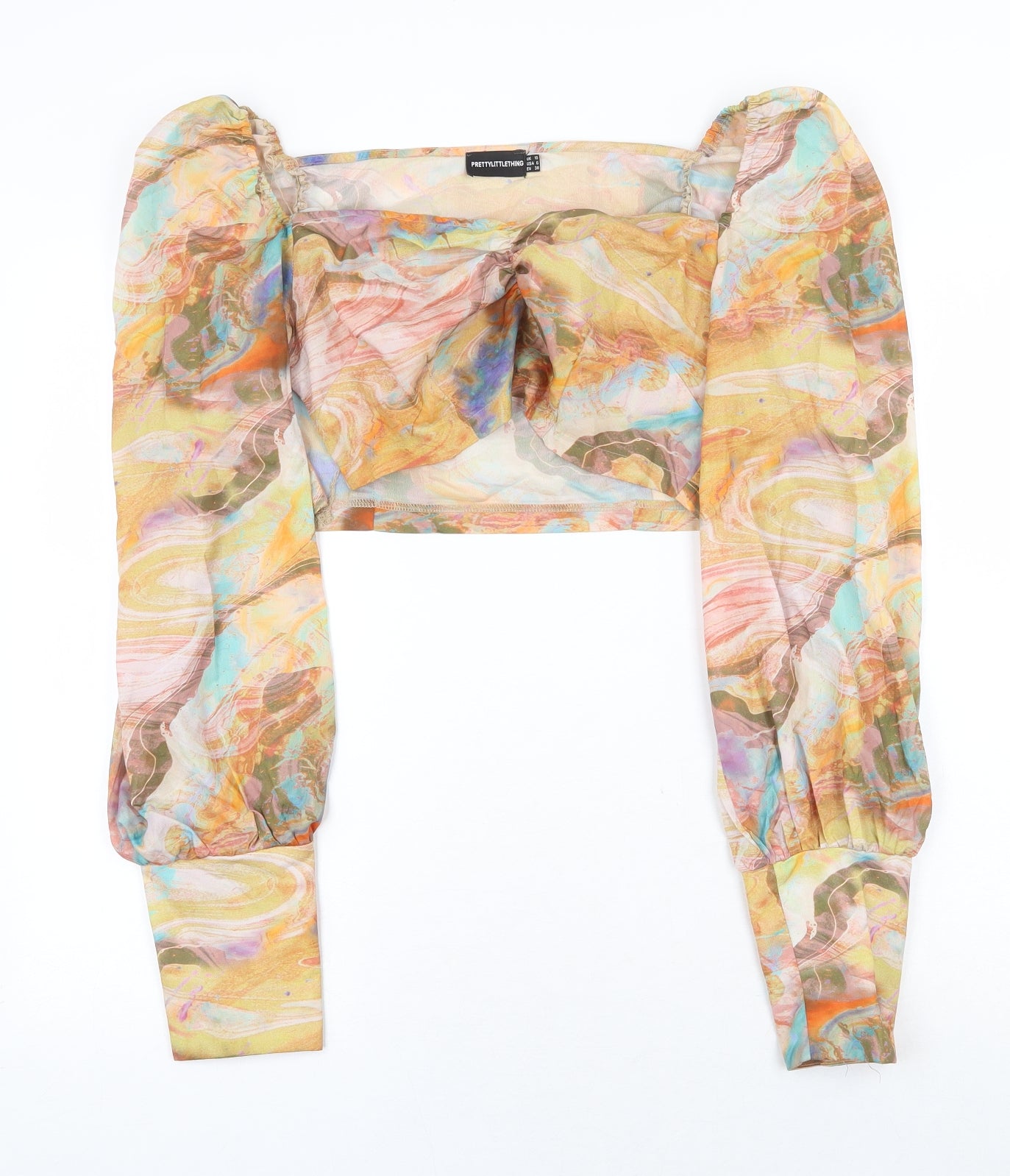 Womens UK Size 10 PRETTYLITTLETHING Multicoloured Cropped Blouse