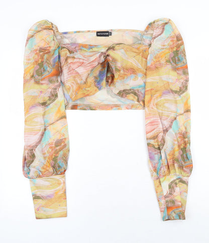 Womens UK Size 10 PRETTYLITTLETHING Multicoloured Cropped Blouse