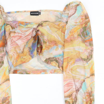 Womens UK Size 10 PRETTYLITTLETHING Multicoloured Cropped Blouse