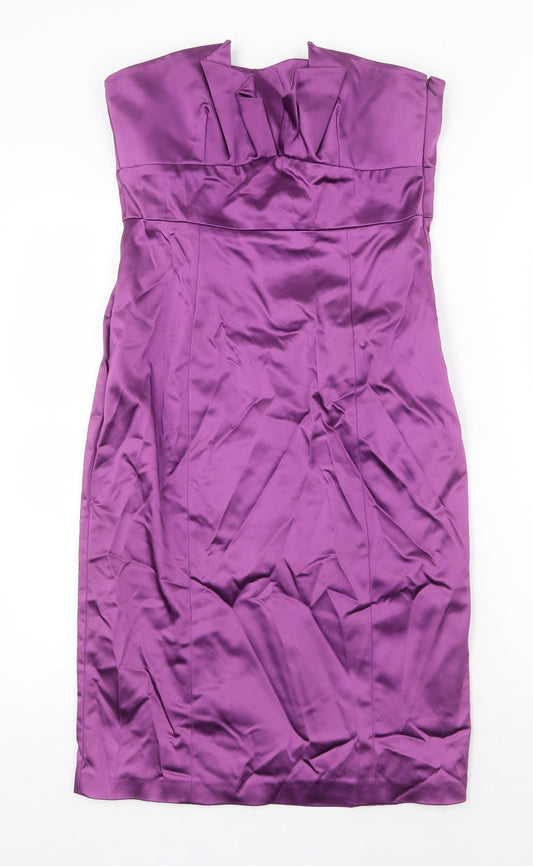 Coast Womens Purple Acetate Pencil Dress Size 12 Off the Shoulder Zip