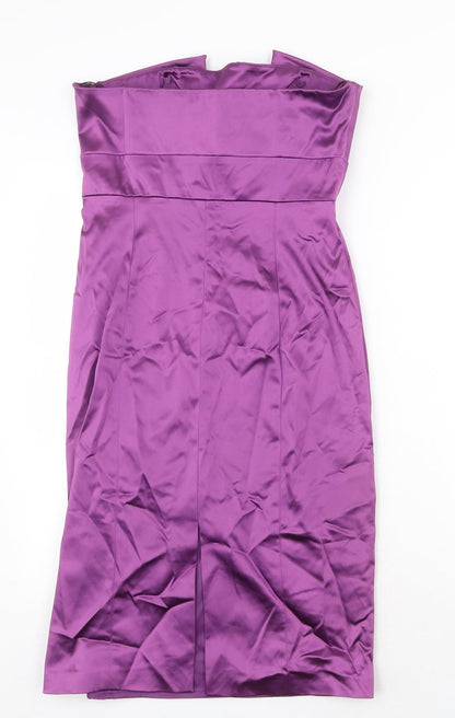 Coast Womens Purple Acetate Pencil Dress Size 12 Off the Shoulder Zip