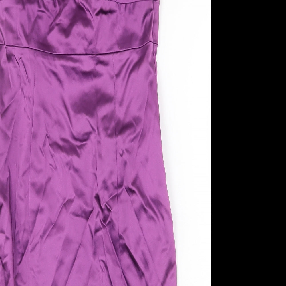 Coast Womens Purple Acetate Pencil Dress Size 12 Off the Shoulder Zip