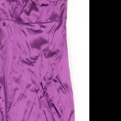 Coast Womens Purple Acetate Pencil Dress Size 12 Off the Shoulder Zip