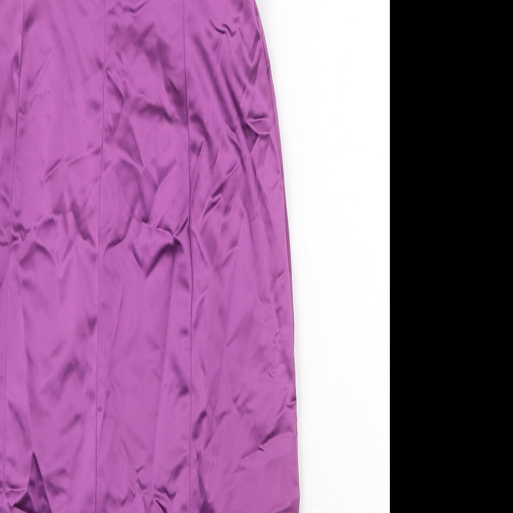 Coast Womens Purple Acetate Pencil Dress Size 12 Off the Shoulder Zip