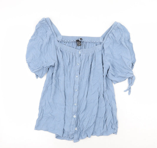 Womens UK Size 8 New Look Blue Basic Blouse