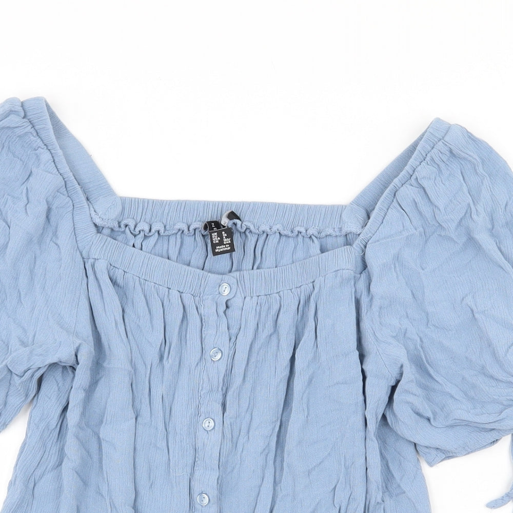 Womens UK Size 8 New Look Blue Basic Blouse