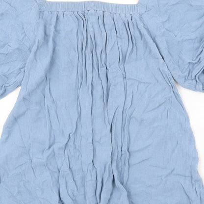 Womens UK Size 8 New Look Blue Basic Blouse