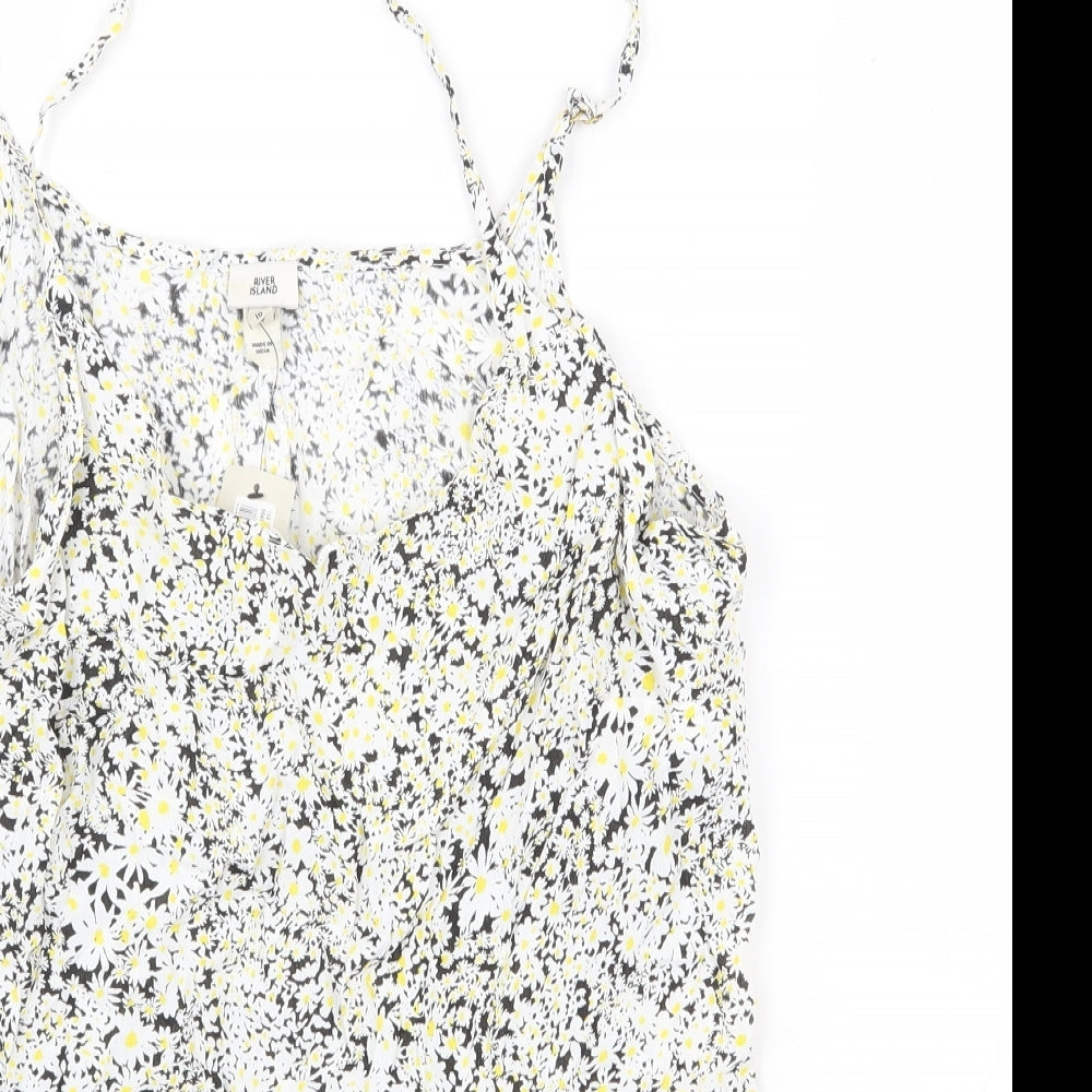 Womens UK Size 10 River Island White Basic Tank