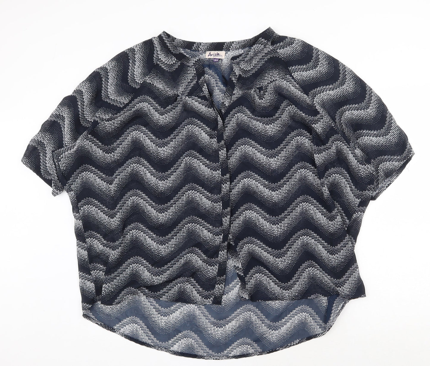 Womens UK Size 18 Arista Blue Basic Button-Up