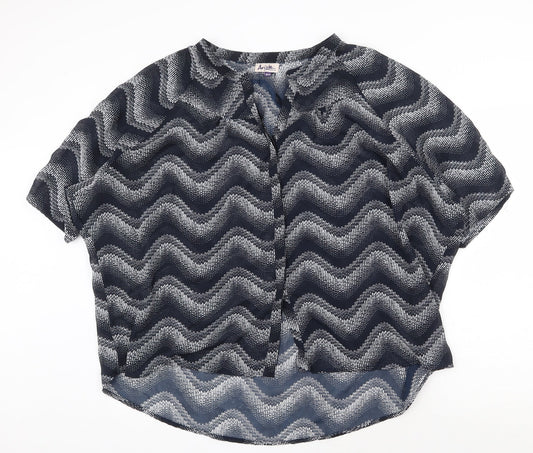 Womens UK Size 18 Arista Blue Basic Button-Up