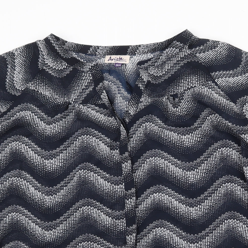 Womens UK Size 18 Arista Blue Basic Button-Up