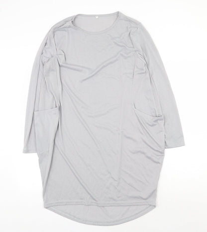 Preworn Womens Grey Polyester Sheath Size XL Round Neck Pullover