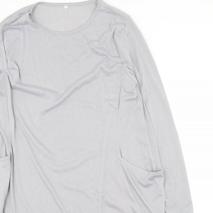 Preworn Womens Grey Polyester Sheath Size XL Round Neck Pullover