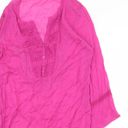 Womens UK Size 12 Marks and Spencer Pink Basic Blouse