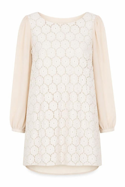 Atmosphere Womens Beige Polyester Shift Size 12 Round Neck Pullover