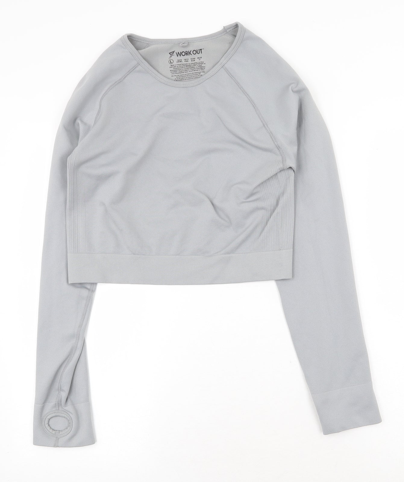 Womens UK Size L Workout Grey Cropped T-Shirt
