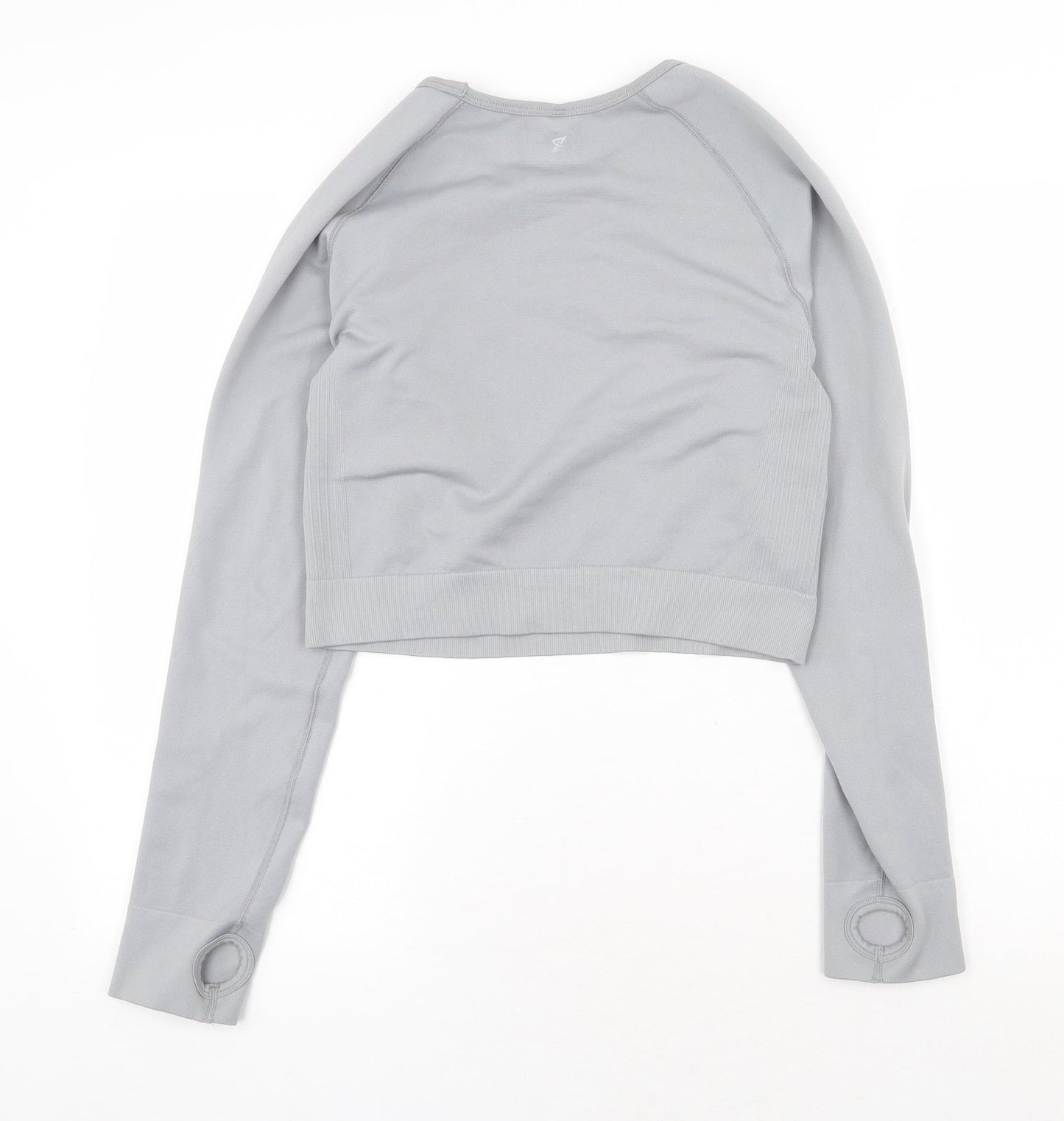 Womens UK Size L Workout Grey Cropped T-Shirt