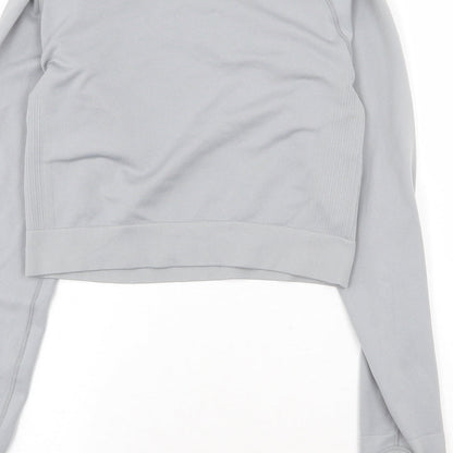 Womens UK Size L Workout Grey Cropped T-Shirt