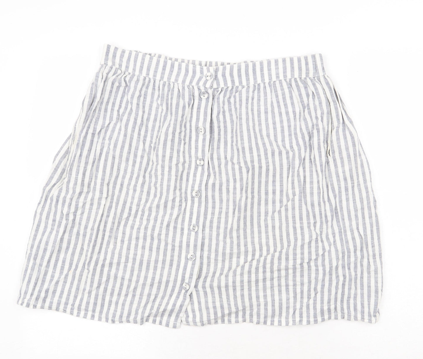 H&M Womens Blue Striped Cotton Mini Skirt Size M