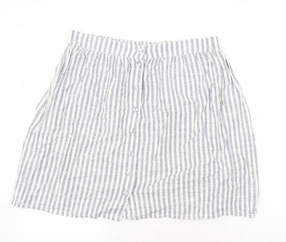 H&M Womens Blue Striped Cotton Mini Skirt Size M