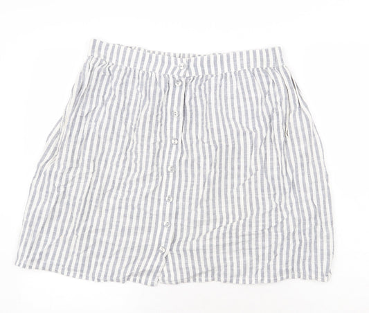 H&M Womens Blue Striped Cotton Mini Skirt Size M