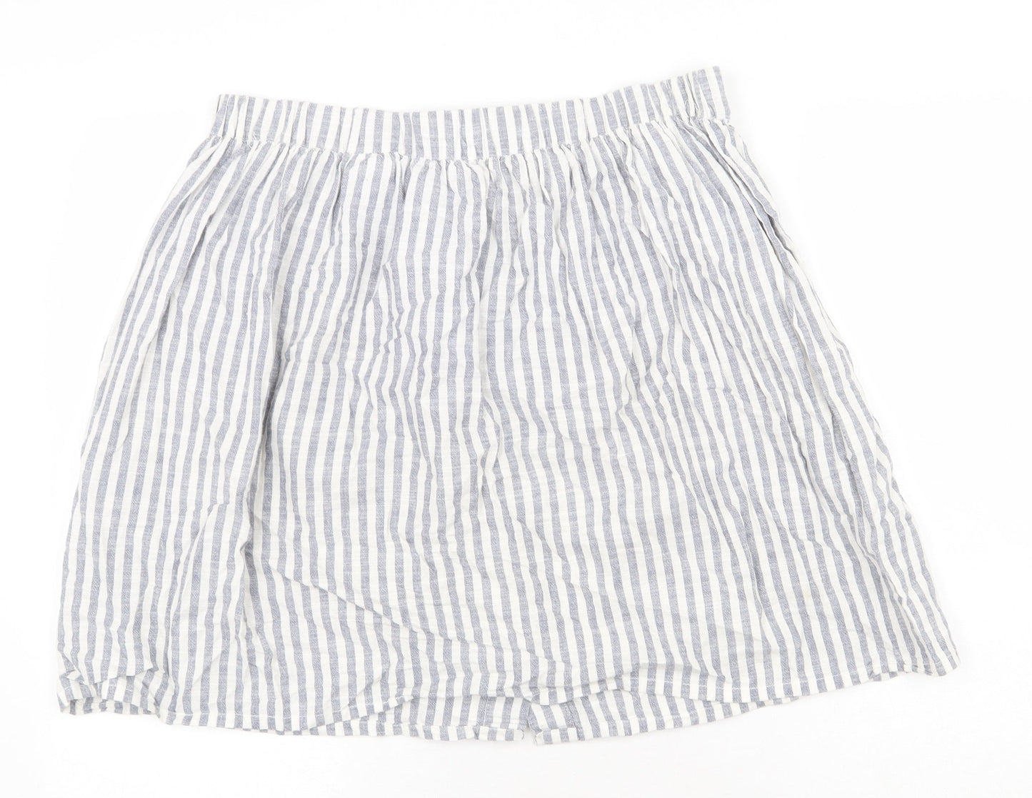 H&M Womens Blue Striped Cotton Mini Skirt Size M