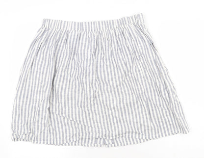 H&M Womens Blue Striped Cotton Mini Skirt Size M