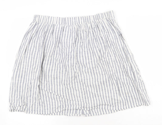 H&M Womens Blue Striped Cotton Mini Skirt Size M