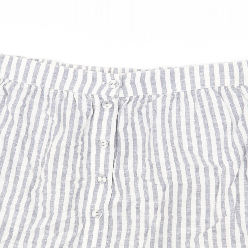 H&M Womens Blue Striped Cotton Mini Skirt Size M