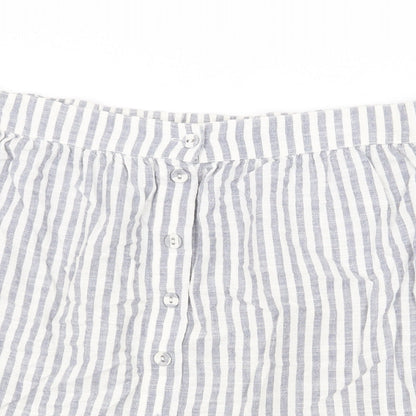 H&M Womens Blue Striped Cotton Mini Skirt Size M