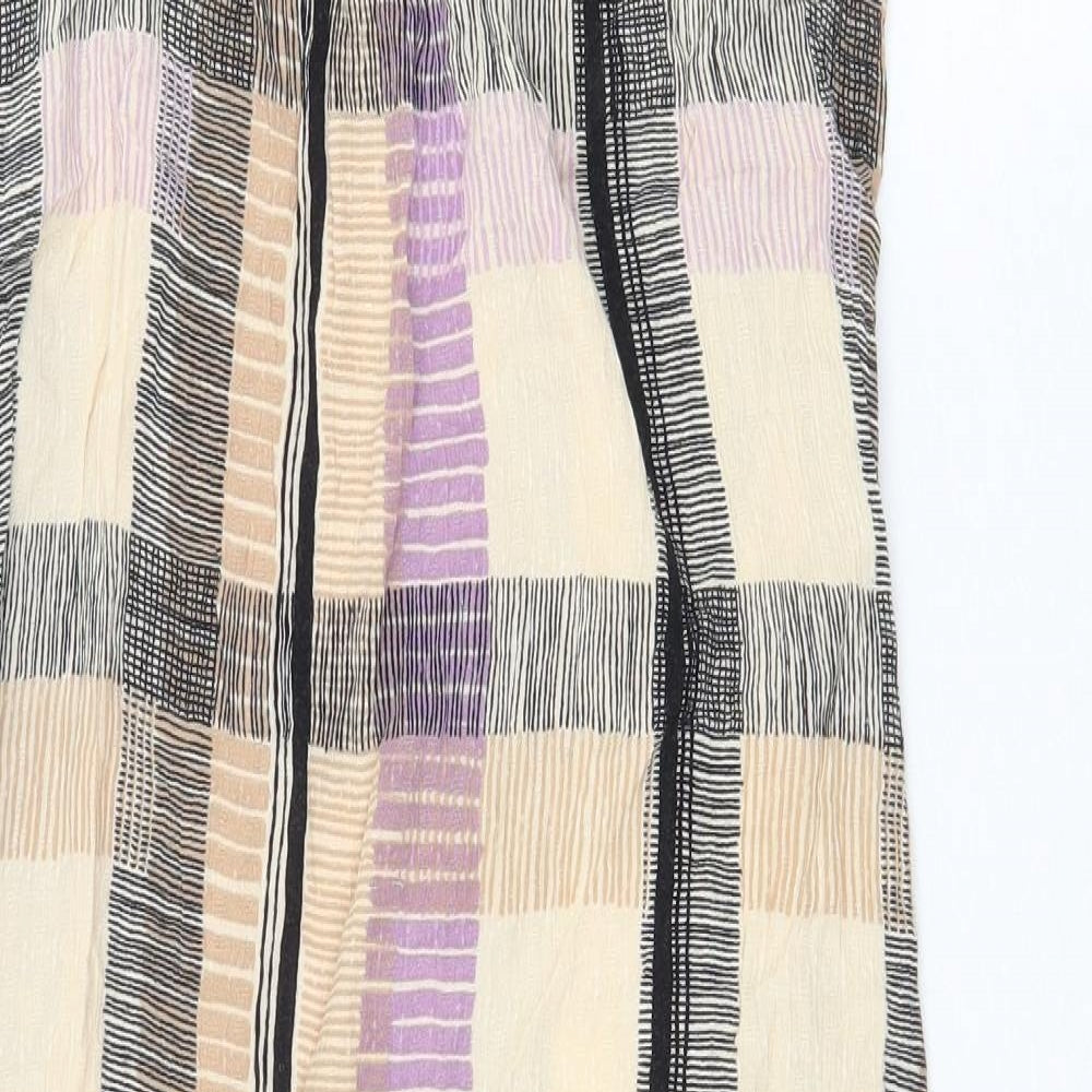 Marks and Spencer Womens Multicoloured Plaid Viscose Slip Dress Size 12 Round Neck Pullover