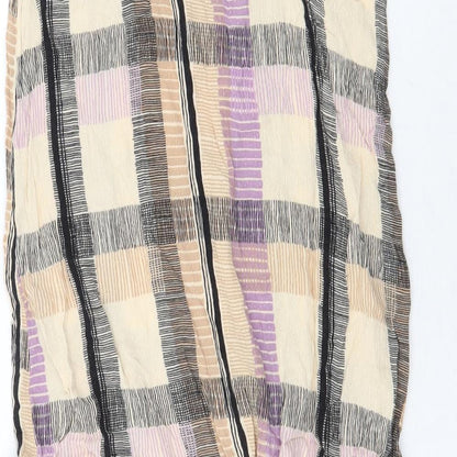 Marks and Spencer Womens Multicoloured Plaid Viscose Slip Dress Size 12 Round Neck Pullover