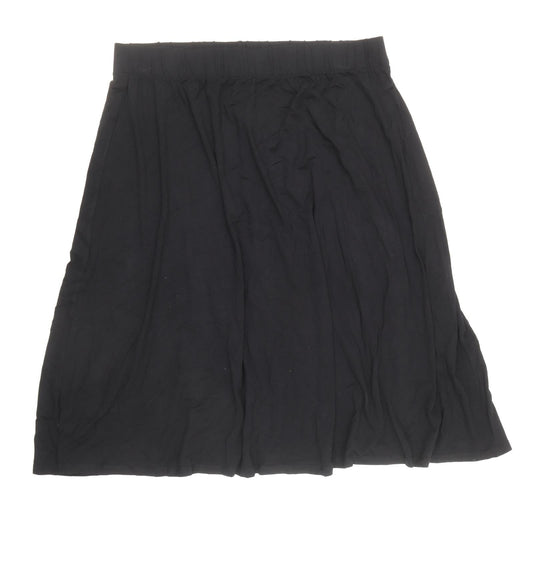 Marks and Spencer Womens Black Viscose Flare Skirt Size 18