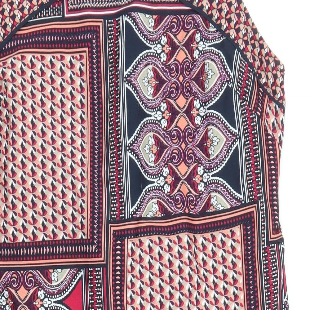 Debenhams Womens Multicoloured Geometric Polyester Tank Dress Size 14 Boat Neck Zip