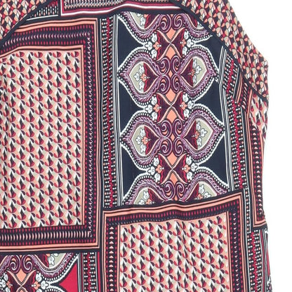 Debenhams Womens Multicoloured Geometric Polyester Tank Dress Size 14 Boat Neck Zip