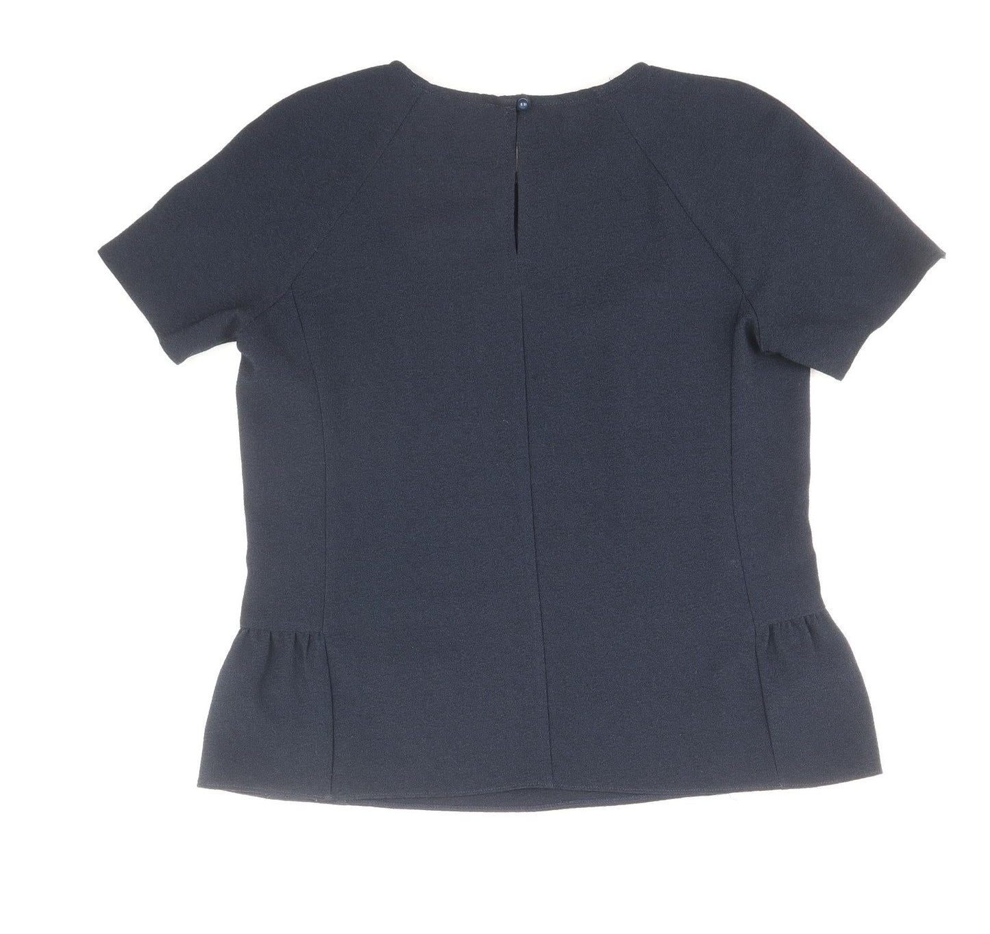 Definitions Womens Blue Polyester Basic Blouse Size 12 Round Neck