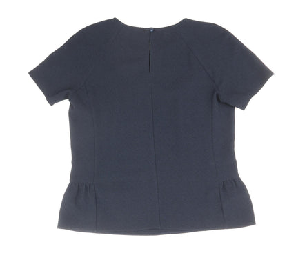 Definitions Womens Blue Polyester Basic Blouse Size 12 Round Neck