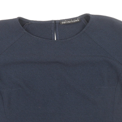 Definitions Womens Blue Polyester Basic Blouse Size 12 Round Neck