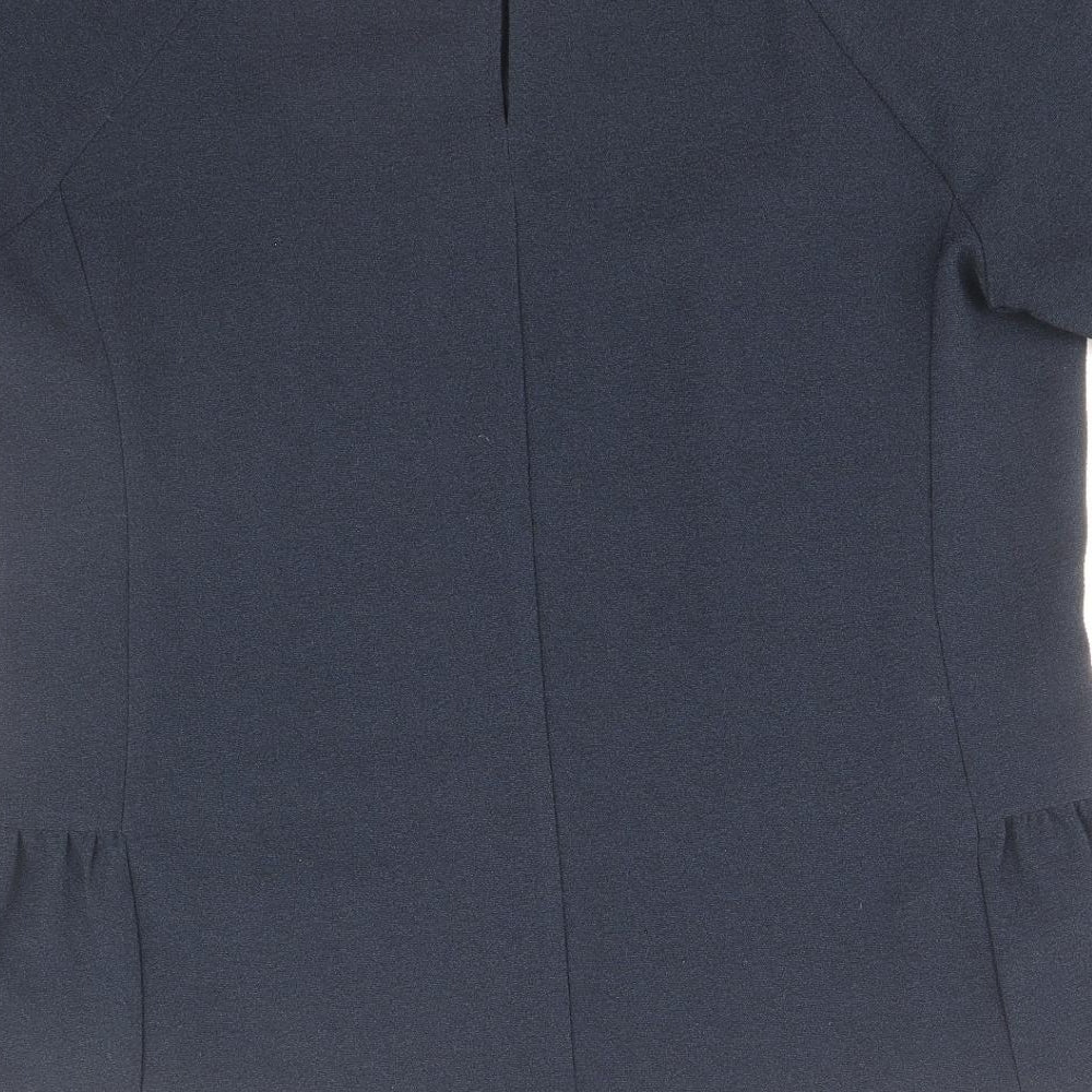 Definitions Womens Blue Polyester Basic Blouse Size 12 Round Neck