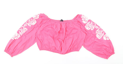 Womens UK Size 18 Marks and Spencer Pink Cropped Blouse