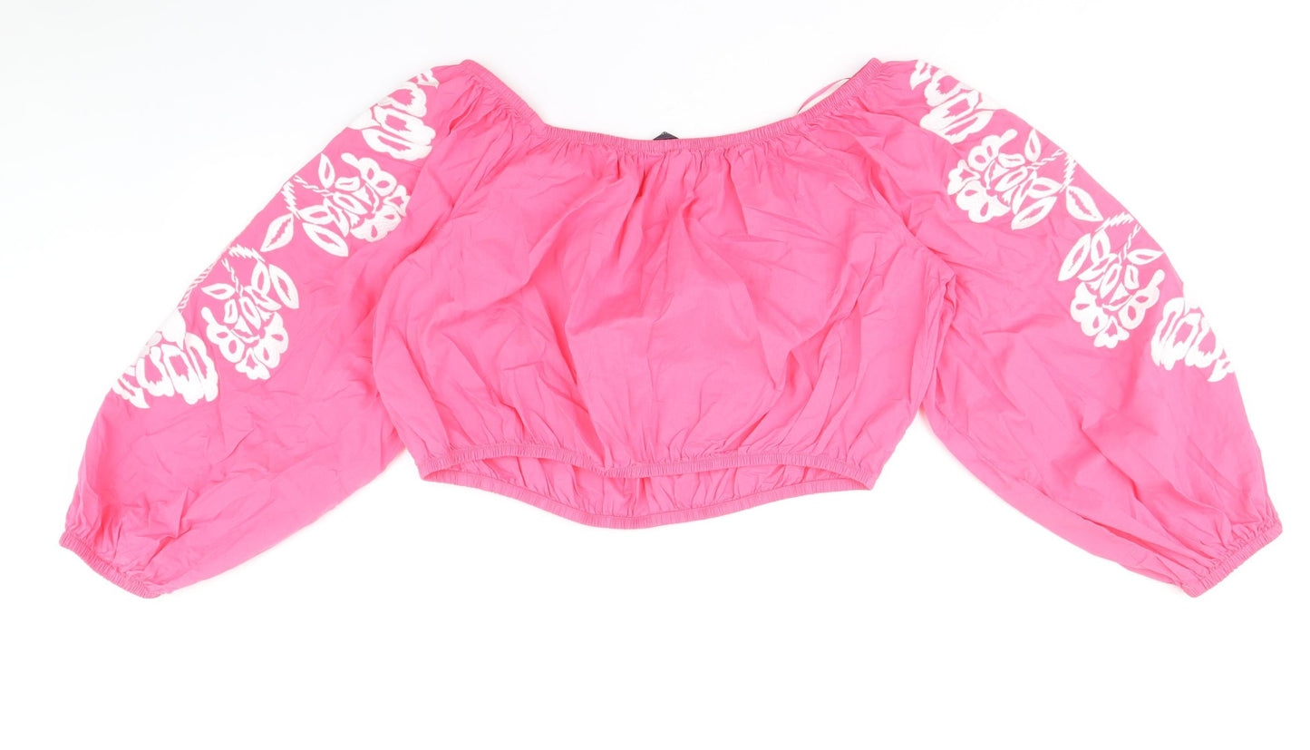 Womens UK Size 18 Marks and Spencer Pink Cropped Blouse