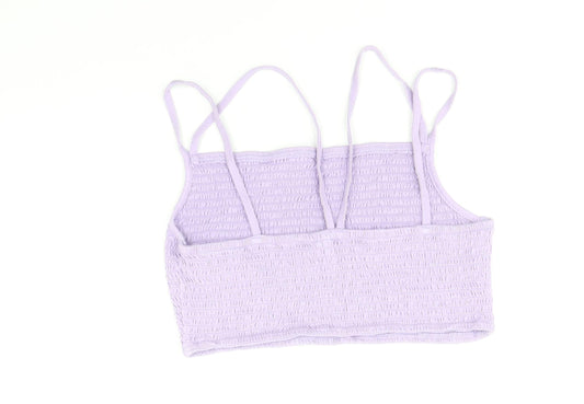 ASOS Womens Purple 100% Cotton Cropped Tank Size 14 Square Neck