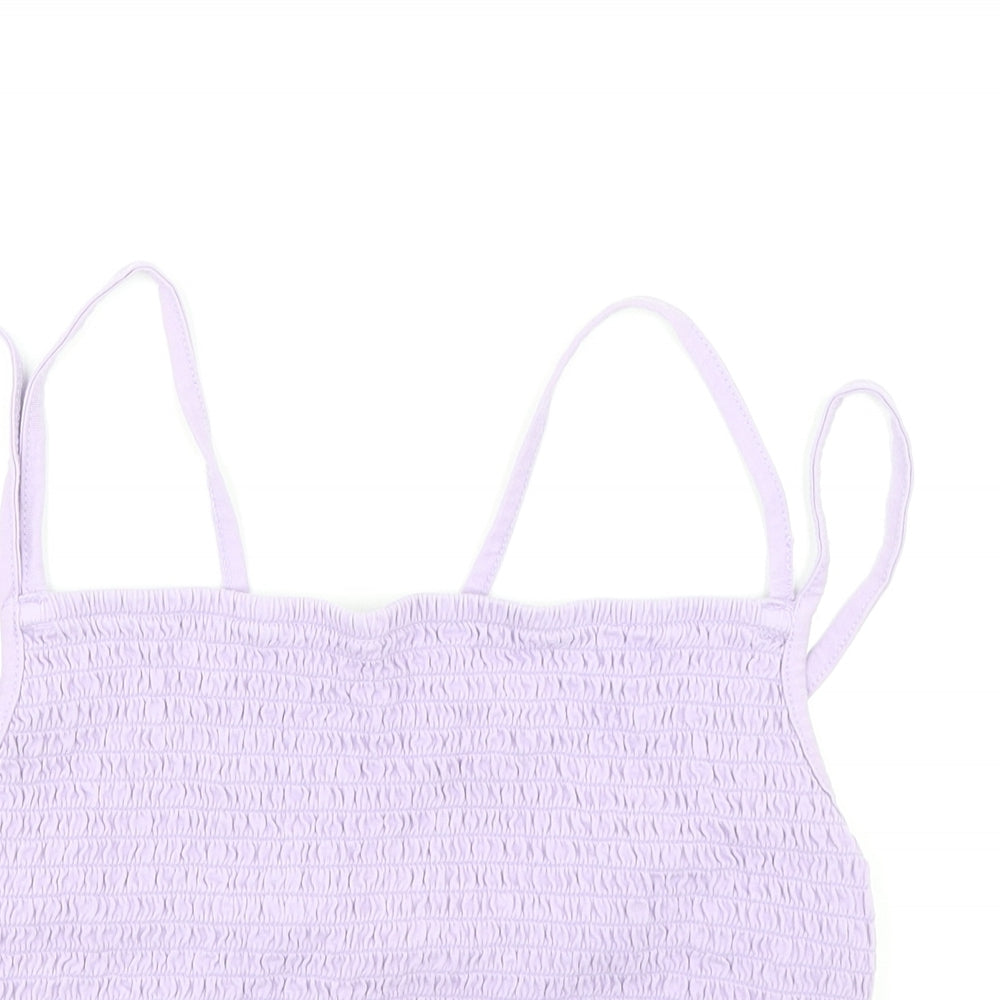 ASOS Womens Purple 100% Cotton Cropped Tank Size 14 Square Neck